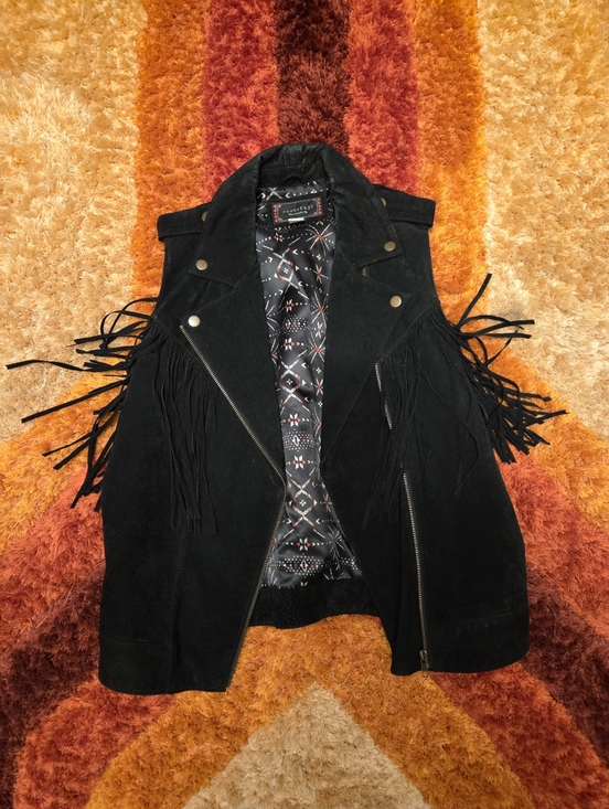 Forever 21 Jackets & Blazers - Forever 21 Black Suede Fringe Moto Vest